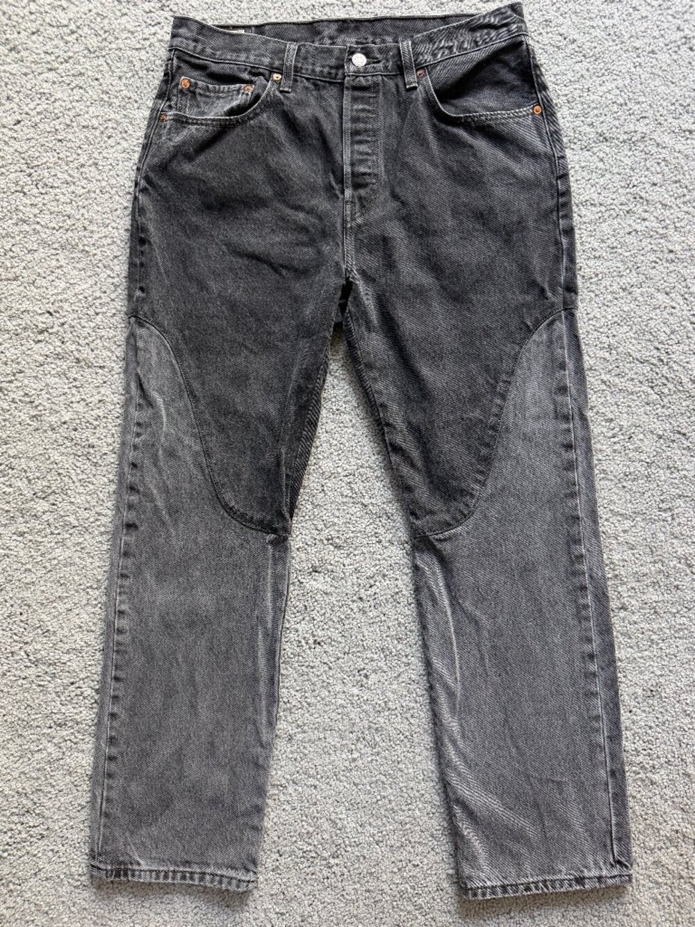 Levi's Premium 501 Original Chap Jeans Two Tone Black Grey Unisex W32 L30 -Big E